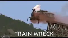 Train Wreck Falling Off Bridge