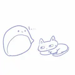 round creature pets a cat