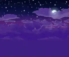 pixel art night sky with moon and clouds