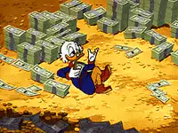 Scrooge McDuck rolling in money