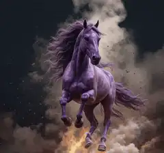Purple Horse Running Through Smoke
