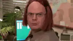 Dwight Schrute with different wigs