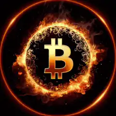 Bitcoin symbol engulfed in flames