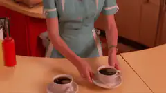 waitress serving coffee