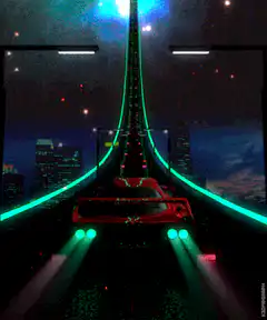 retro synthwave car driving