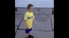 Boy dodges basketball