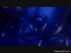 Blue and red latex body close-up