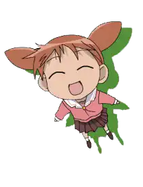 chibi girl laughing with pigtails