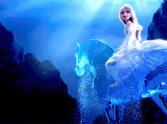 Elsa rides her ice horse