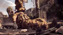 Soldier injects fallen comrade with adrenaline
