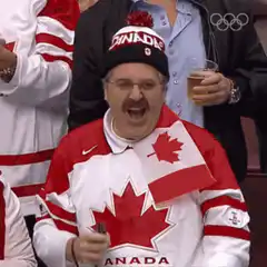 Canadian hockey fan cheering