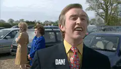 Dan shouting in a car park