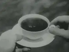 Hands holding a steaming cup of tea