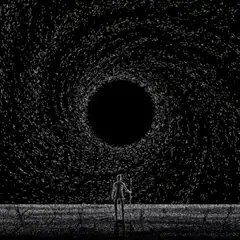 Man facing a swirling vortex
