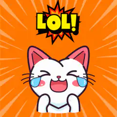 Crying laughing cat with LOL text
