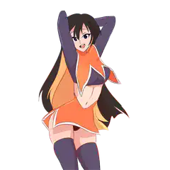 anime girl stretching arms behind head