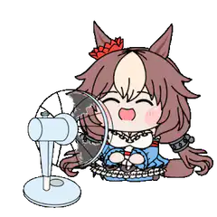 Happy horse girl with fan
