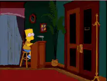 Homer Simpson enters and exits room