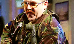 Nigel Planer and Nick Frost in The Young Ones