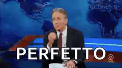 Jon Stewart eating and saying perfetto