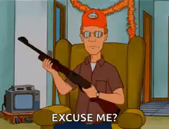 Buddha holding a shotgun saying excuse me