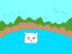 Cat in water changing sky