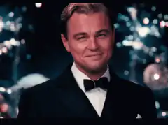 Leonardo DiCaprio toasting with champagne