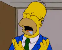 Homer Simpson crying then surprised