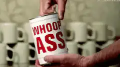 Whoop Ass Mug Being Opened