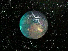 Rotating planet Earth in space