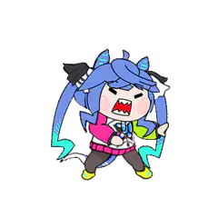 chibi blue hair character dancing