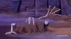 Luffy helps mummy out of grave