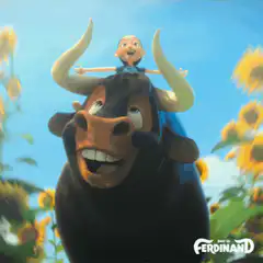Ferdinand the Bull with Boy on Head