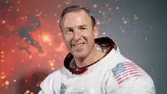 Astronaut in spacesuit with American flag