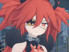 red-haired anime girl with eyepatch