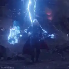 Thor summons lightning and blasts energy