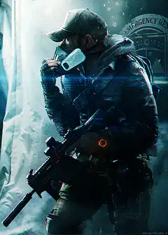 Soldier with rifle and phone
