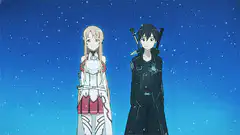 Asuna and Kirito under starry sky