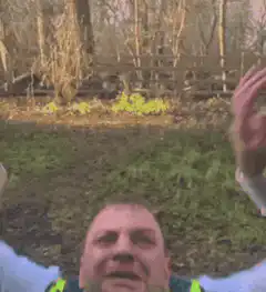 Police officer screaming in frustration
