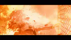 Skeleton exploding against a fence