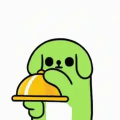 green dog offers poop