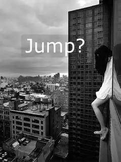 Girl sitting on ledge looking down
