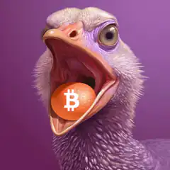 ostrich eating bitcoin egg