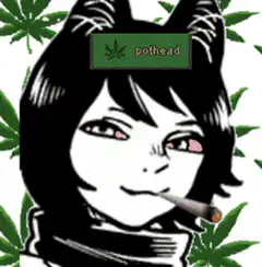 anime girl smoking with pothead text
