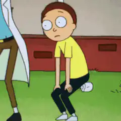 Morty sitting on a rock