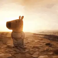 Capybara watching sunset