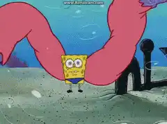 SpongeBob gets grabbed by a pink tentacle
