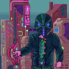Pixel Art Cyberpunk Character with Sword