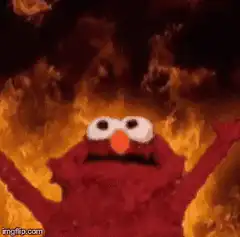Elmo surrounded by fire