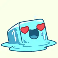 Melting Ice Cube with Heart Eyes
